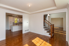 Dining room with view of entryway and kitchen