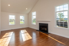 Two story family room with fireplace