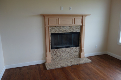 Wood burning fireplace in family room